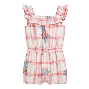 Ralph Lauren Baby Girl's Plaid and Floral Cotton Dobby Romper, Size 24 Months